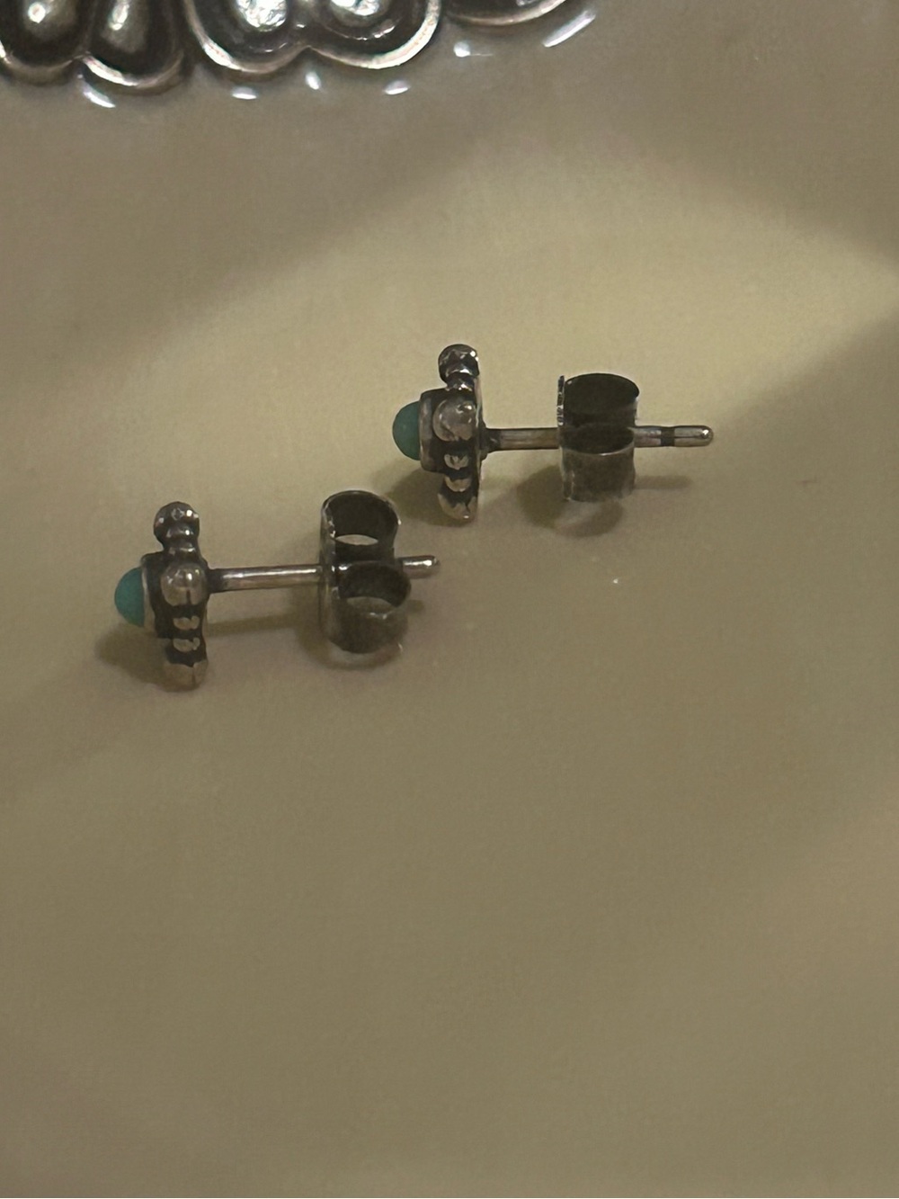 James Avery Retired Itty Bitty Turquoise Beaded Post Studs Sterling Silver - Picture 2 of 3